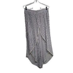 Japna Lounge Pants Large Genie Smocked Harem Boho Striped Elastic Waist Blue L